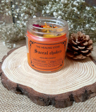 Load image into Gallery viewer, Sacral Chakra Candle | Soy wax | 100gms | with rare herbs, crystals &amp; essential oils | Burning hours 30 |
