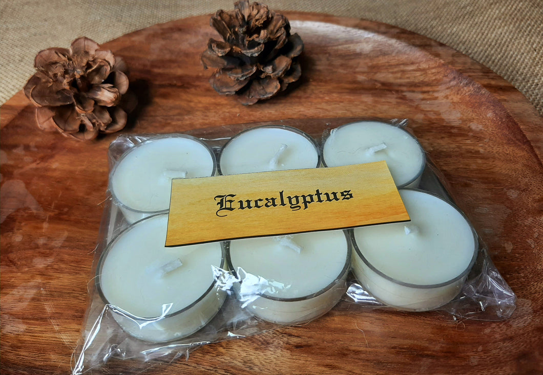 Eucalyptus Tealight Candles | Set of 6 | Scented Candle | Burning hours: 2 |