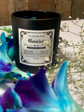 Load image into Gallery viewer, Gemini Zodiac Candle  | Soy Wax | 170gms | With Rare Herbs, Crystals &amp; Essential Oils | Burning Hours 40-45 |
