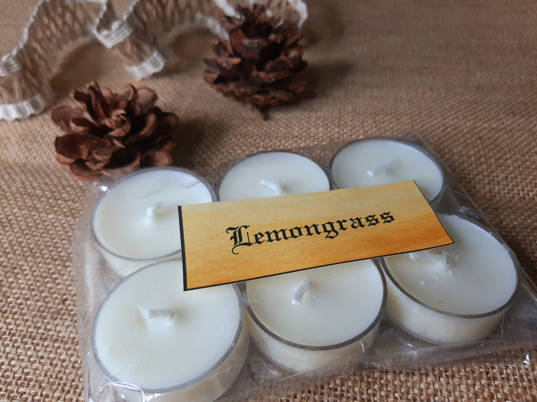 Lemongrass Tealight Candles | Set of 6 | Scented Candle | Burning hours: 2 |