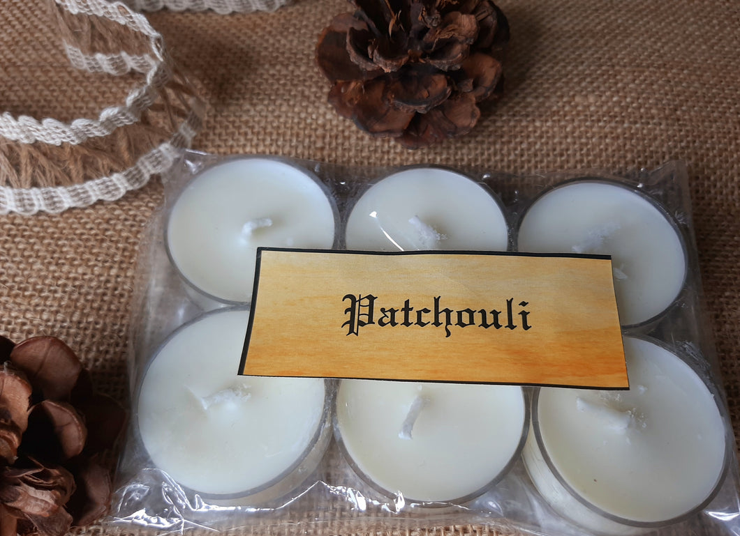 Patchouli Tealight Candles | Set of 6 | Scented Candle | Burning hours: 2 |