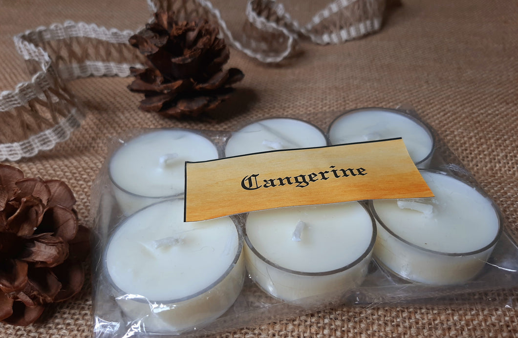 Tangerine Tealight Candles | Set of 6 | Scented Candle | Burning hours: 2 |